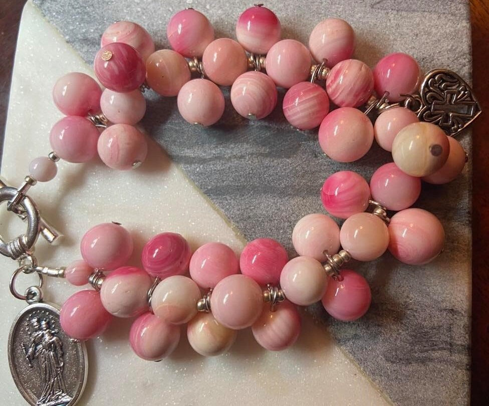 Pink Swirl Conch Jingle Bracelet