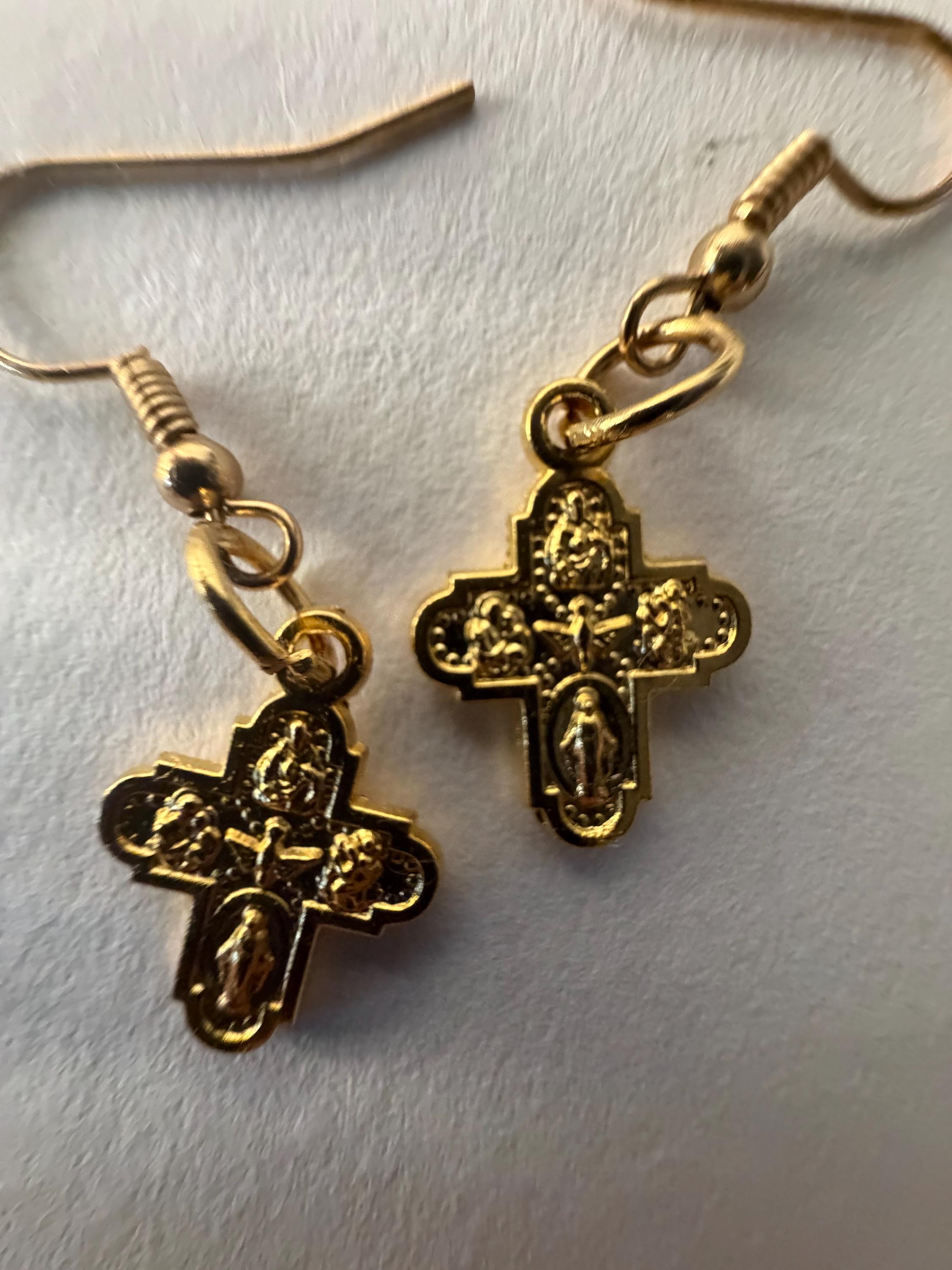 Rose Quartz or Four Way Cross Earrings