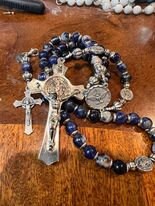Handcrafted Men's Saint Benedict Rosary Blk Onyx